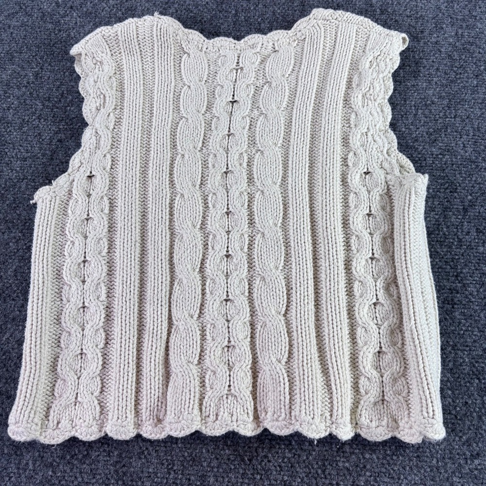 Old Navy Sweater Vest Womens S Cream Silk Cotton Cable Knit Vintage 90s Boxy Y2K - Picture 4 of 6